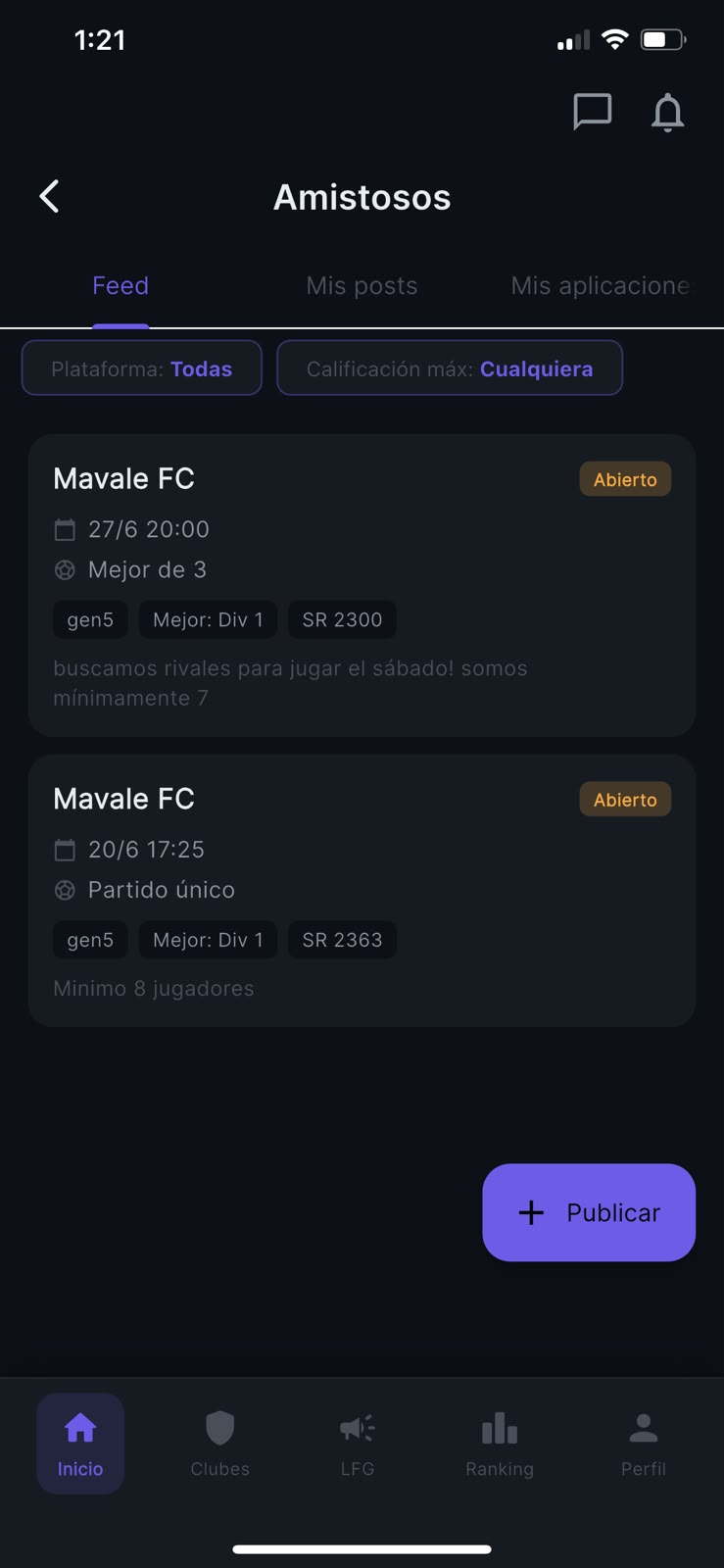 Amistosos en Rankeado